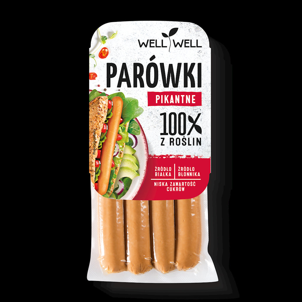 PARÓWKI ROŚLINNE PIKANTNE 200 g - WELL WELL