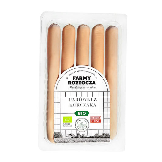 PARÓWKI FARMERKI Z KURCZAKA BIO 250 g - FARMY ROZTOCZA (Z PÓŁKI)